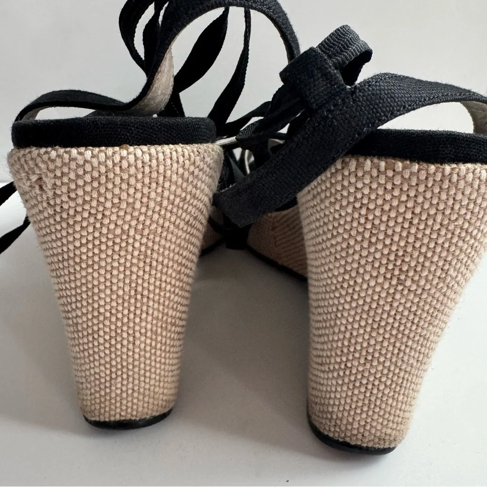 Unisa Elegant Black platform Wedge Sandals lace ankle